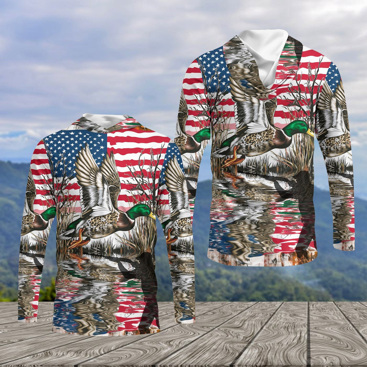 America Mallard Duck Hunting Camo All Over Print Shirt
