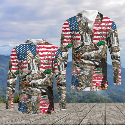 America Mallard Duck Hunting Camo All Over Print Shirt
