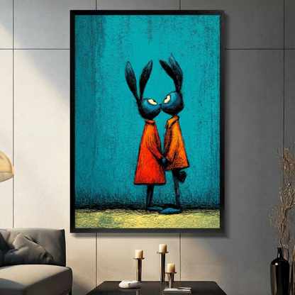 Dark Fantasy Rabbit Couple Canvas Wall Art
