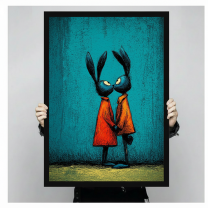 Dark Fantasy Rabbit Couple Canvas Wall Art