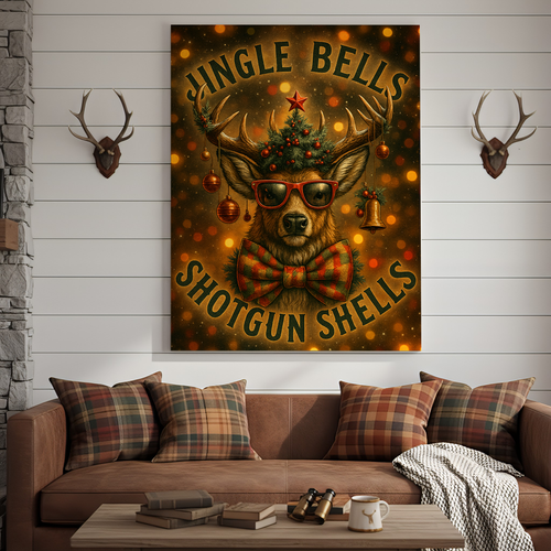 Deer Jingle Bells Shotgun Shells 3D Wrapped Canvas
