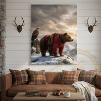 Alpine Explorer Bear Snow Mountain Canvas Wall Art