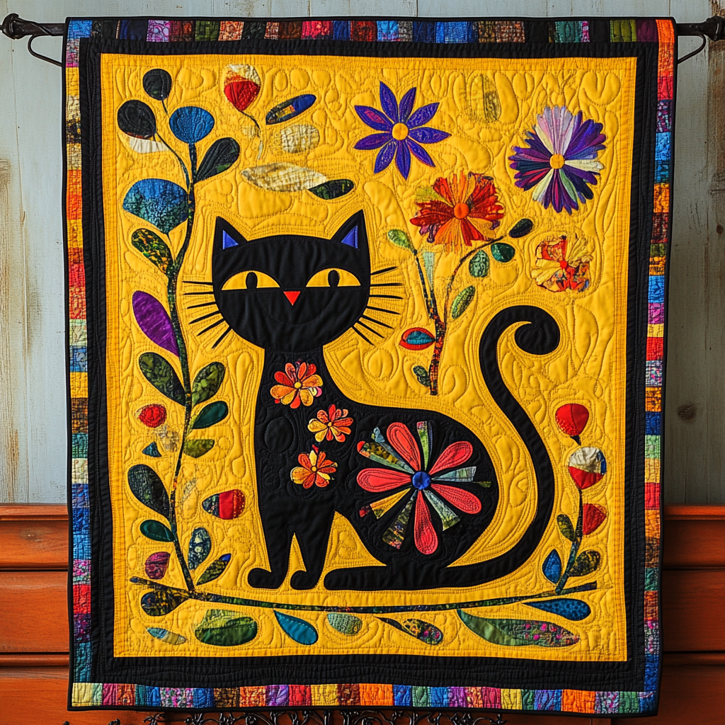 Cat Chorus Quilted Blanket - Throw (55" x 60")