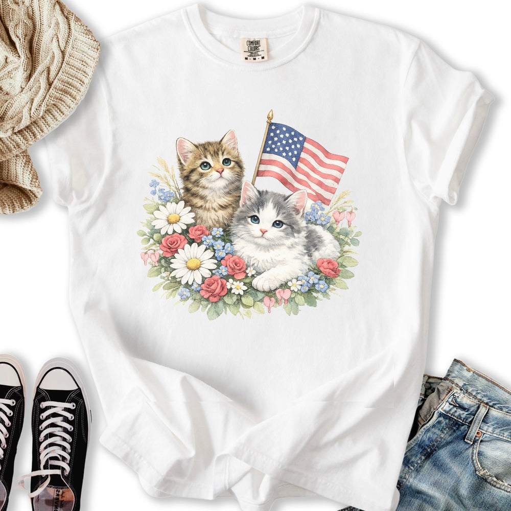 Vintage 4th July Kittens Relaxed Tee