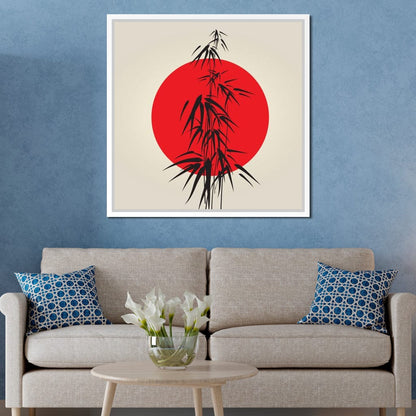 Red and Black Bamboo Canvas Wall Art