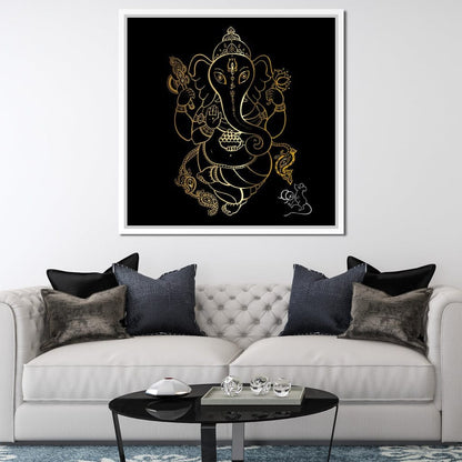 Golden Ganapati Canvas Wall Art