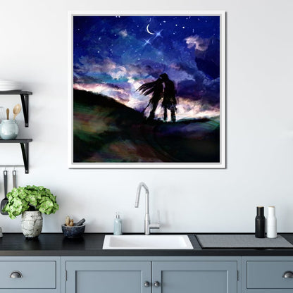 Kissing Under the Stars Canvas Wall Art