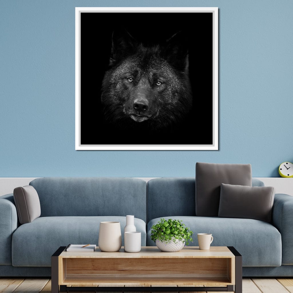 Black and White Wolf Canvas Wall Art