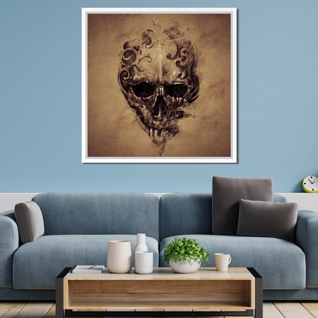 Skull Sketch Canvas Wall Art