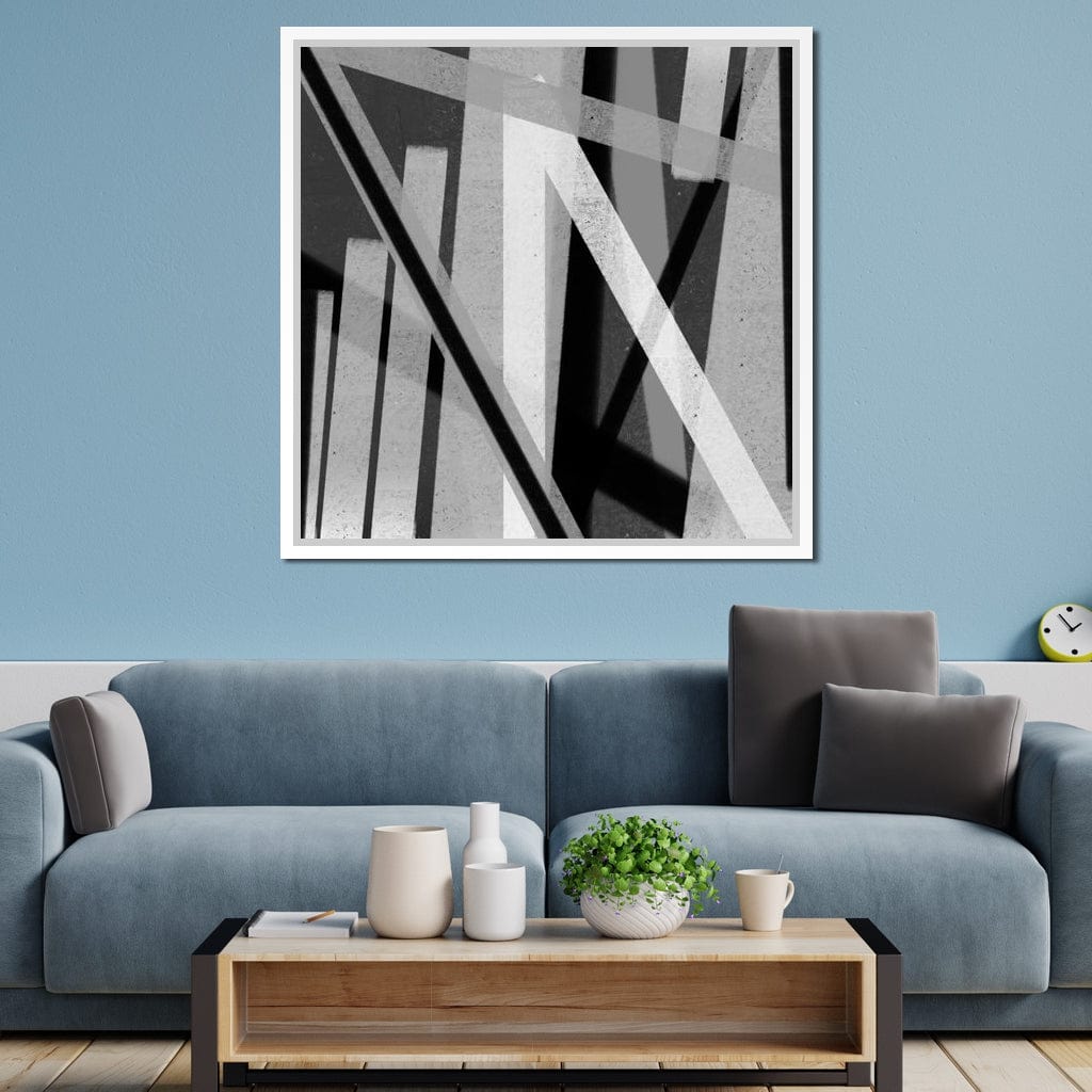 Black & White Lines v2 Canvas Wall Art