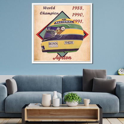 Ayrton Senna 1988 Helmet Canvas Wall Art