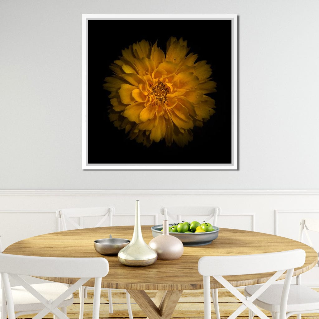 Orange Background Flowers Canvas Wall Art