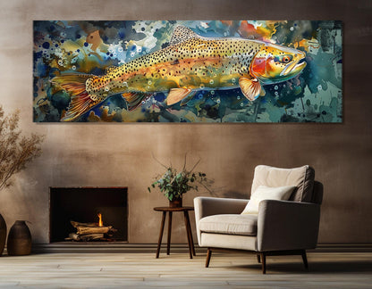 Rainbow Trout Canvas Print – Abstract Fish Canvas | Ready to Hang Fishing Wall Art