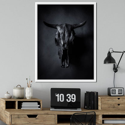 Black Bull Skull Canvas Wall Art