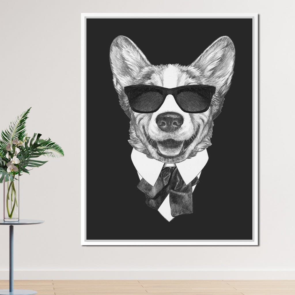 Dressed Up Corgi Canvas Wall Art