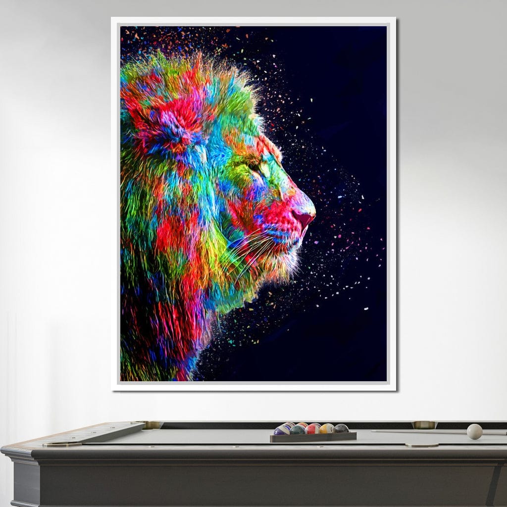 Colored Lion Canvas Wall Art
