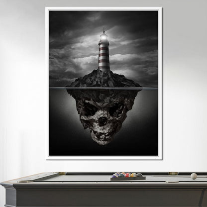 Skull Lighthouse Canvas Wall Art