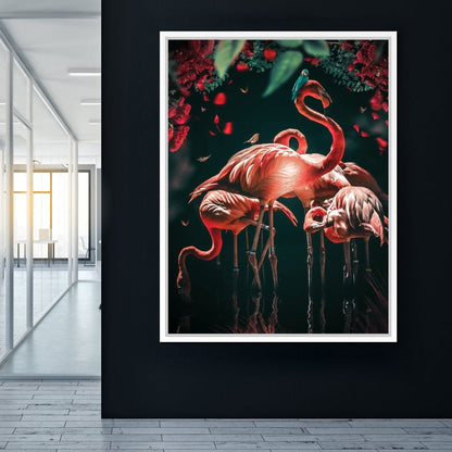 Glowing Flamingo Canvas Wall Art