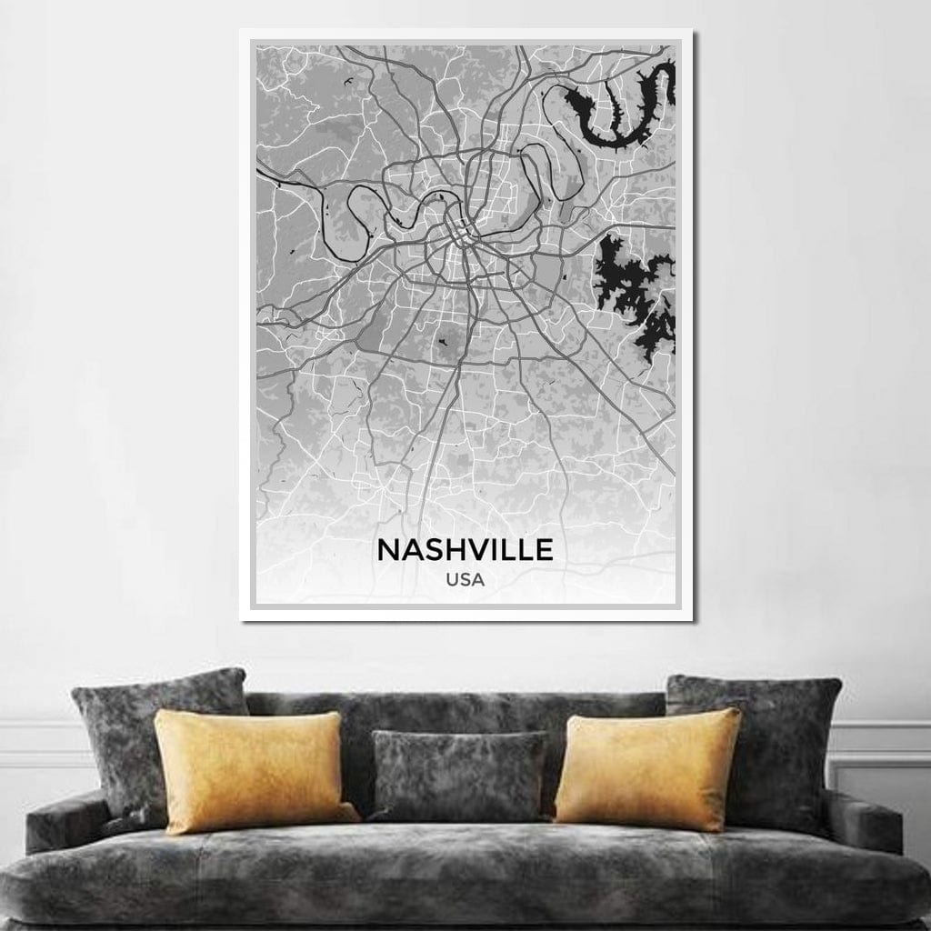 Map of Nashville, USA Canvas Wall Art