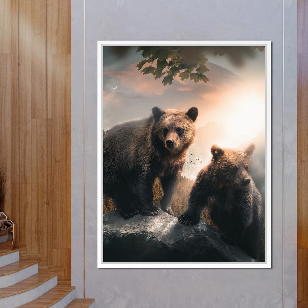 Sunset Bears Canvas Wall Art