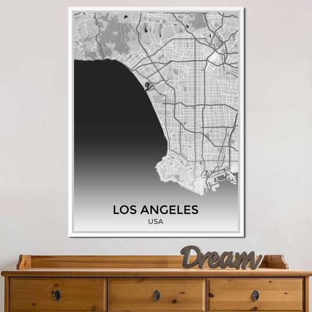 Map of Los Angeles, USA Canvas Wall Art