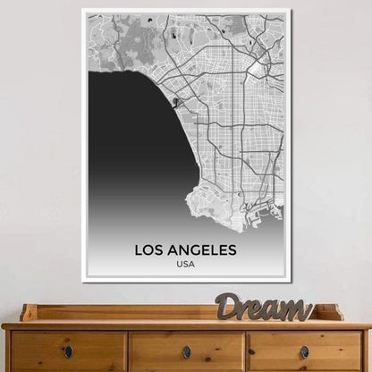 Map of Los Angeles, USA Canvas Wall Art