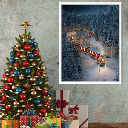 Christmas Train Canvas Wall Art