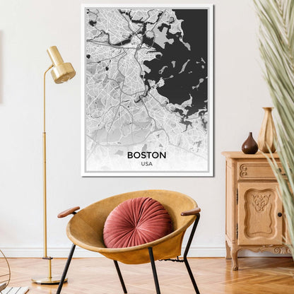 Map of Boston, USA Canvas Wall Art