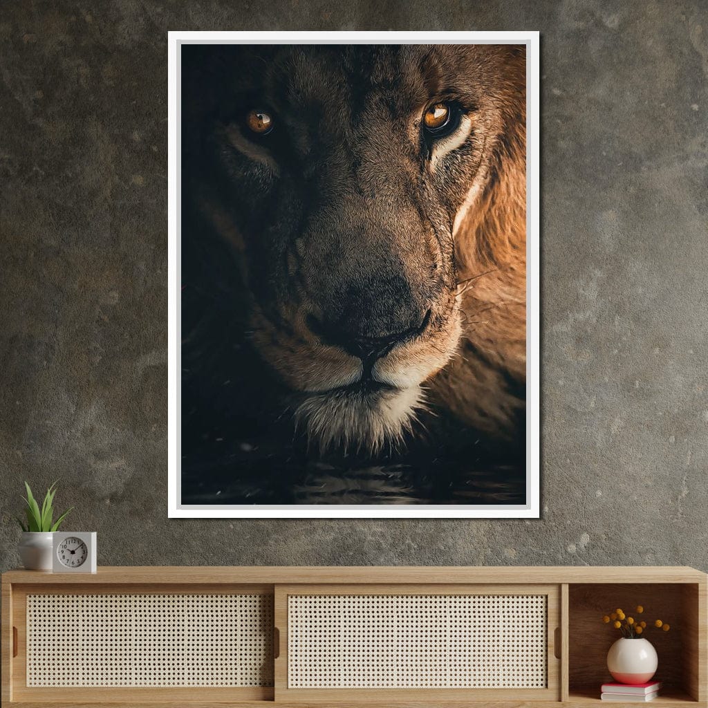 Lion Portrait Water Canvas Wall Art
