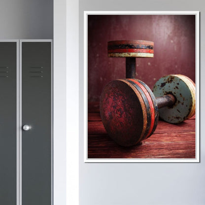 Rusty Dumbbells Canvas Wall Art