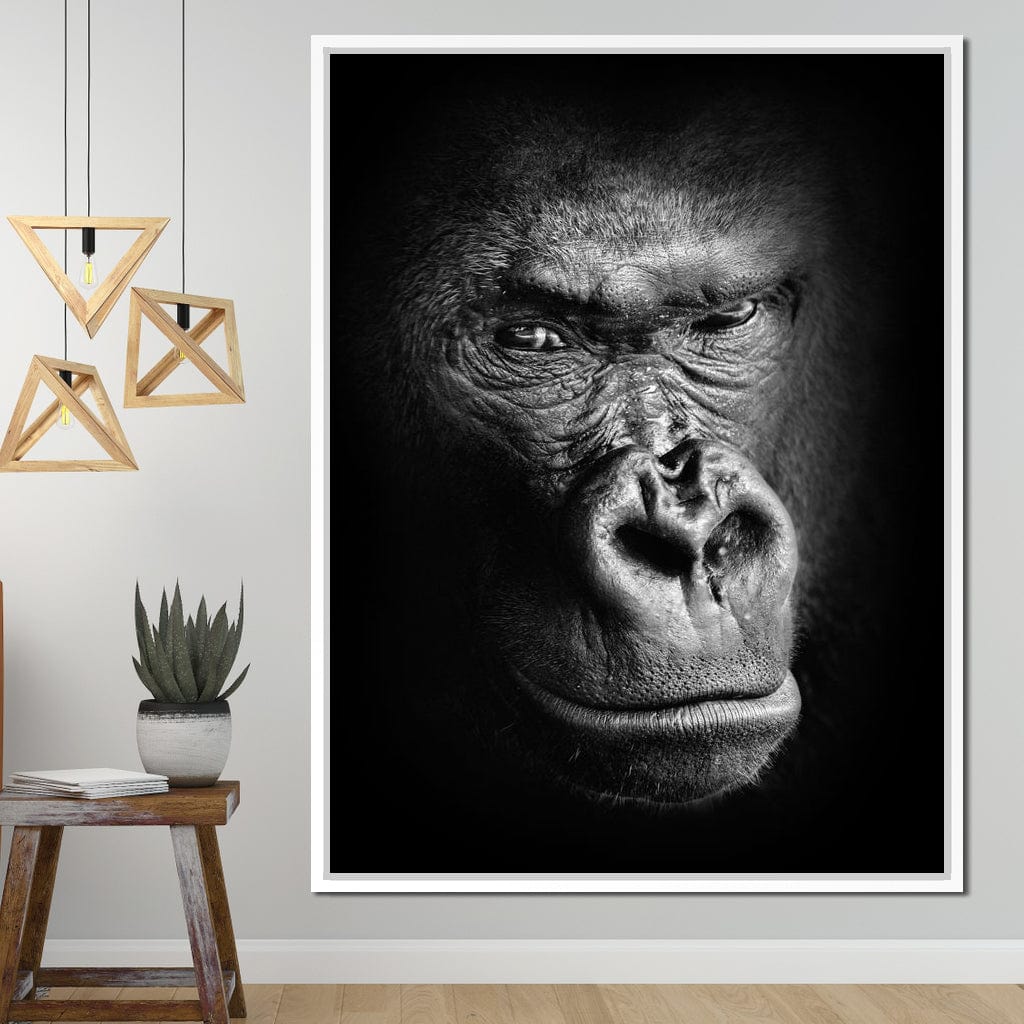 Black and White Gorilla Canvas Wall Art