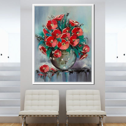 Vase with Poppies Canvas Wall Art