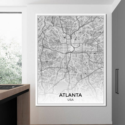 Map of Atlanta, USA Canvas Wall Art