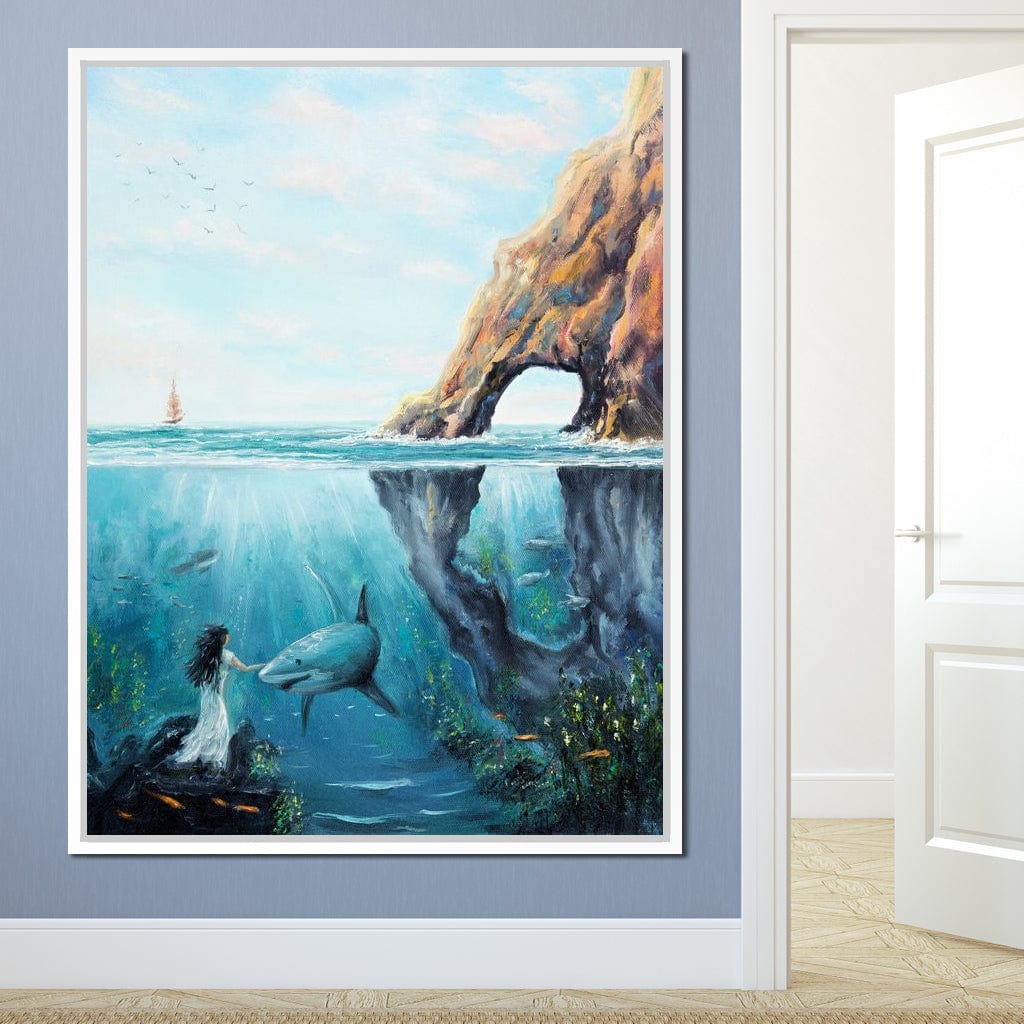 Swimming with the Shark Canvas Wall Art