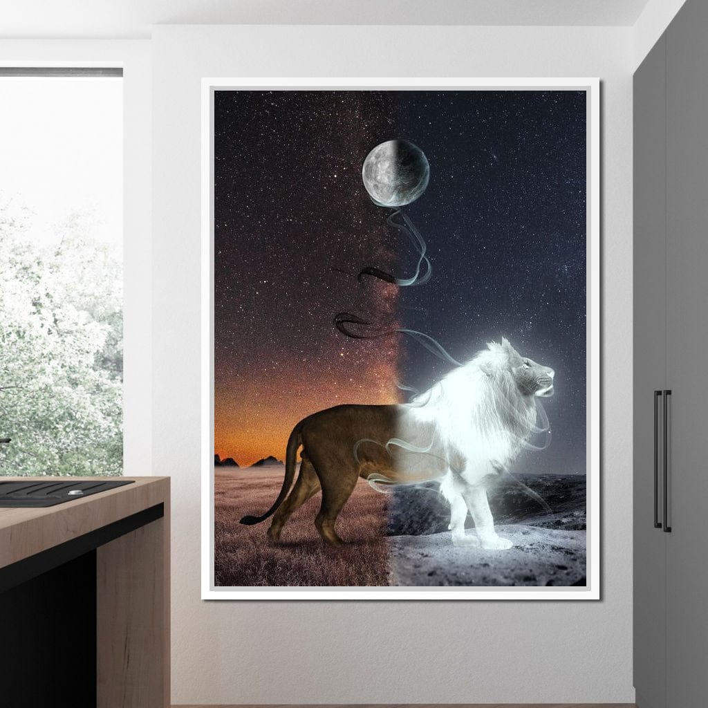 Lion Lune Canvas Wall Art
