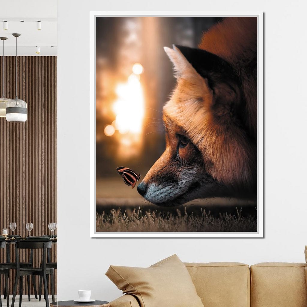 Fox Butterfly Canvas Wall Art