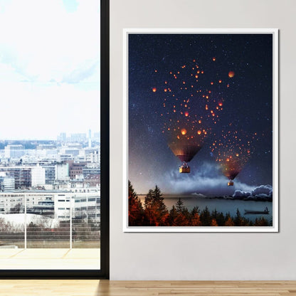 Hot Air Balloon Light Canvas Wall Art