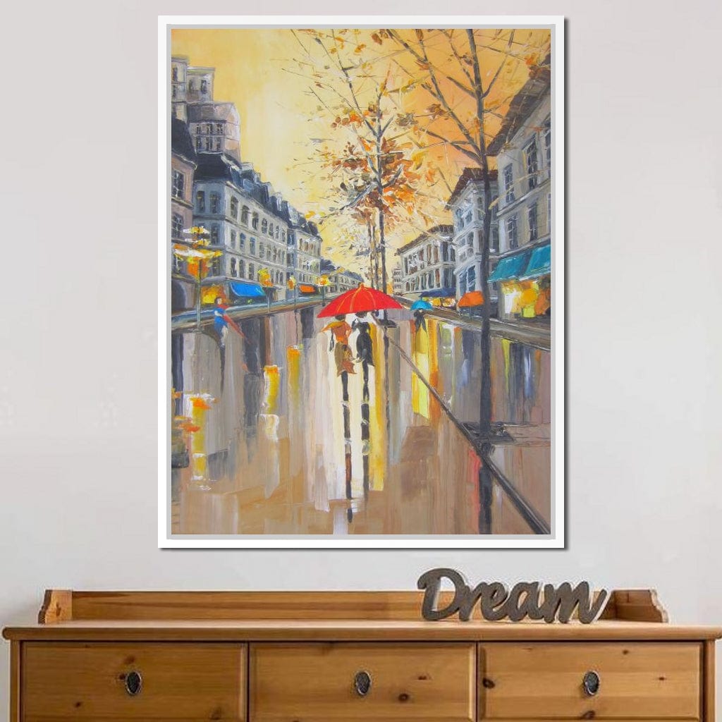 Rain in Boston Canvas Wall Art