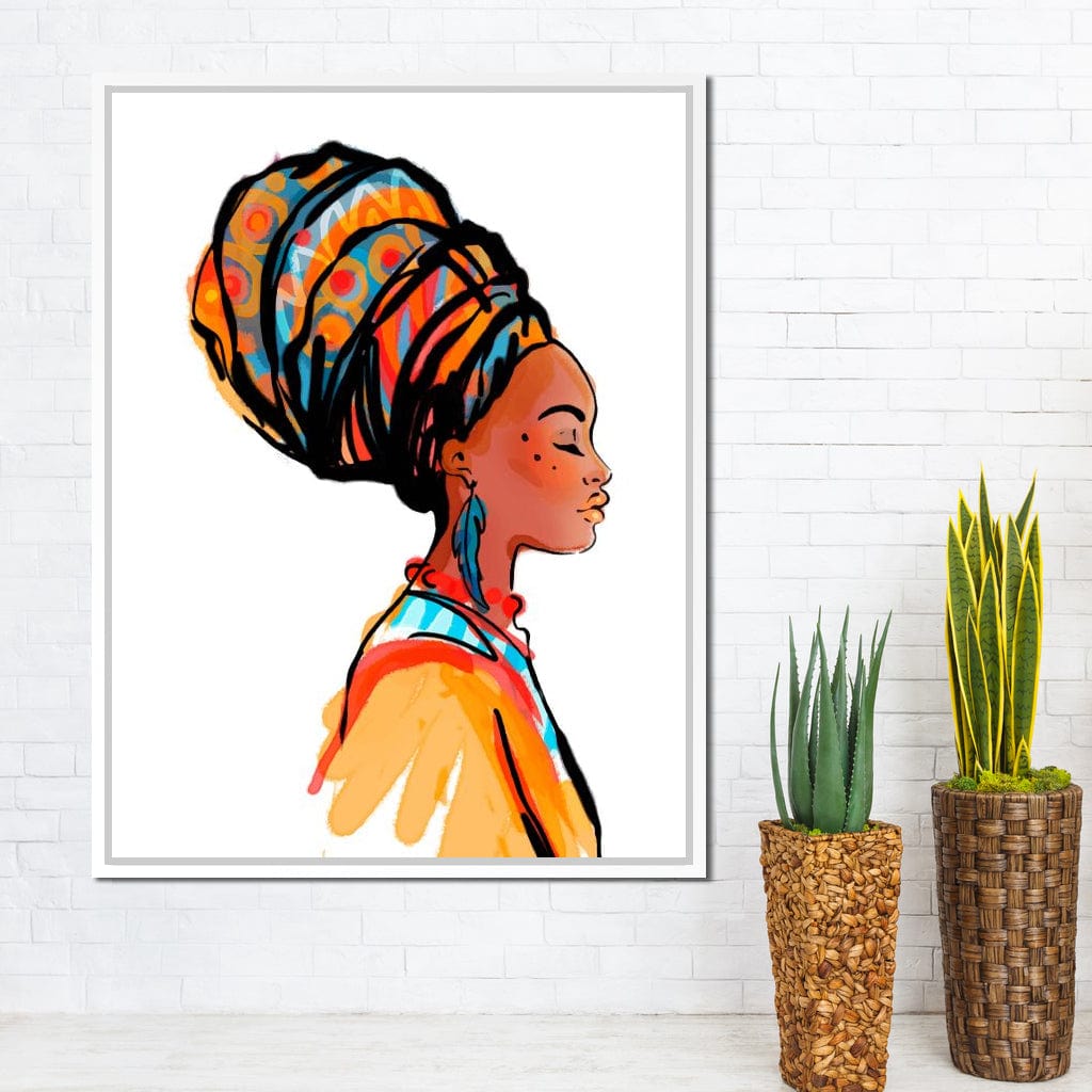 African Woman Turban Canvas Wall Art
