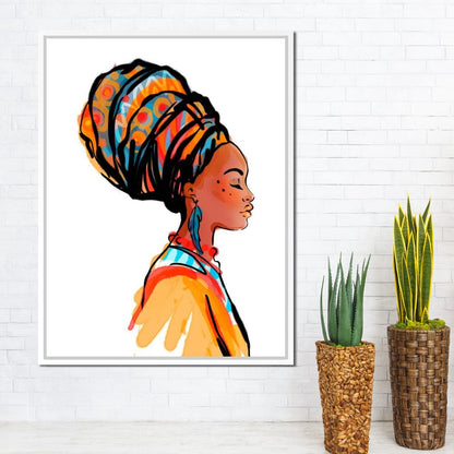 African Woman Turban Canvas Wall Art