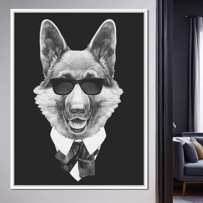 Dressed Up German Shepherd Canvas Wall Art