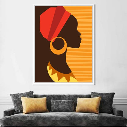 African Woman Profile Canvas Wall Art