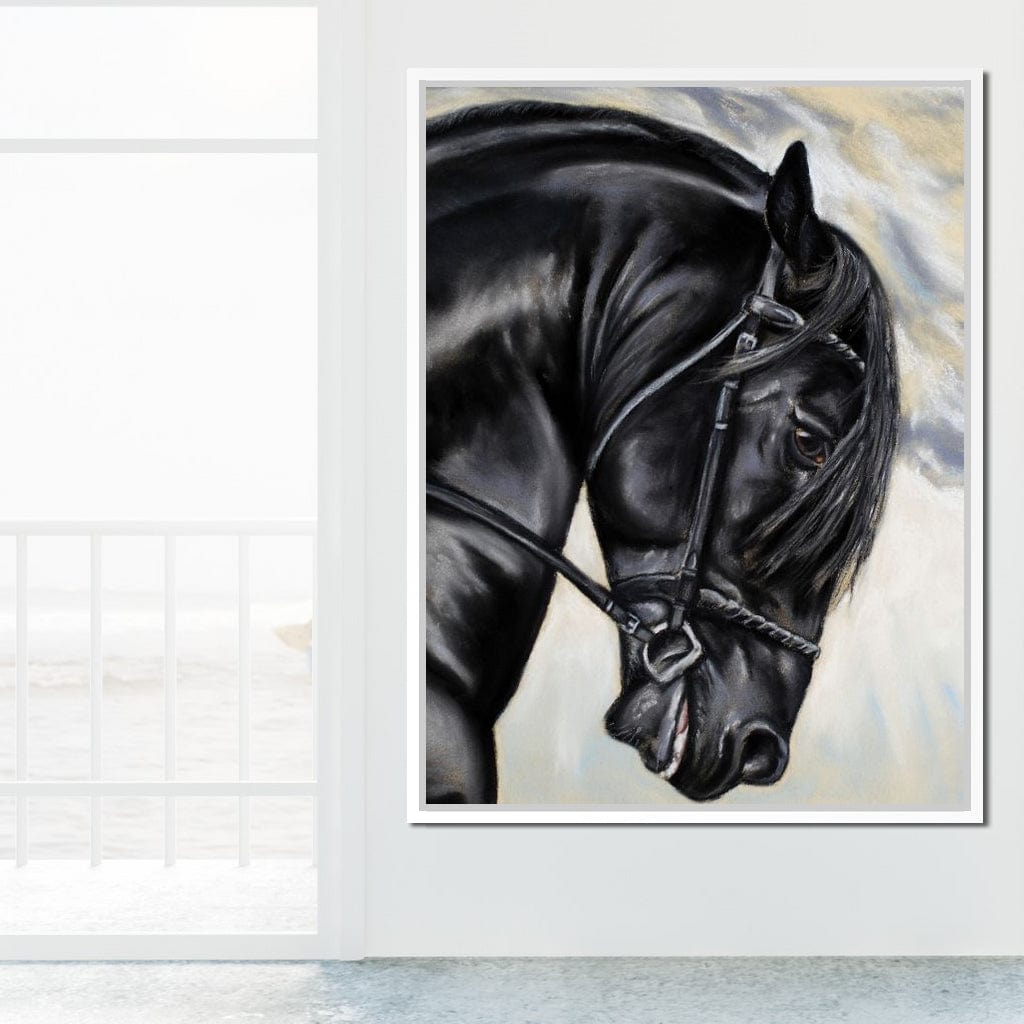 Black Friesian Horse Canvas Wall Art