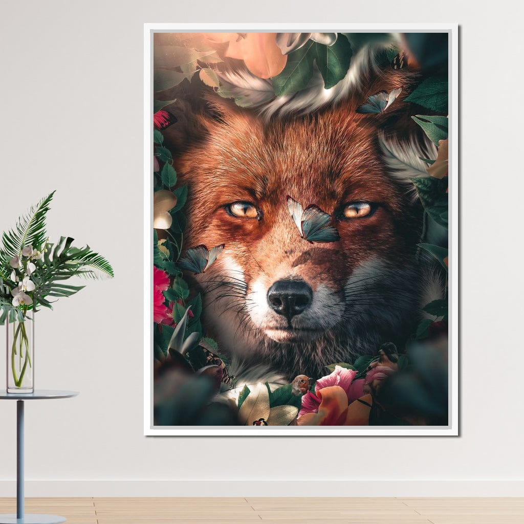 Floral Fox Canvas Wall Art