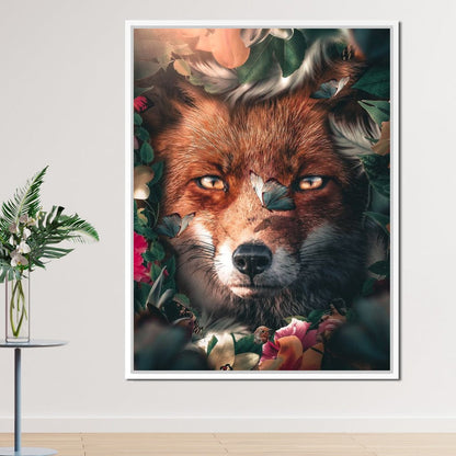 Floral Fox Canvas Wall Art