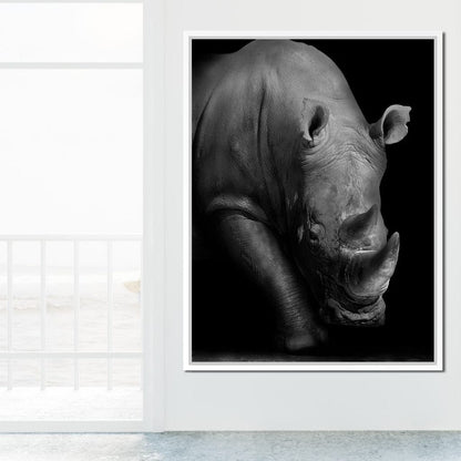 Black and White Rhino Canvas Wall Art