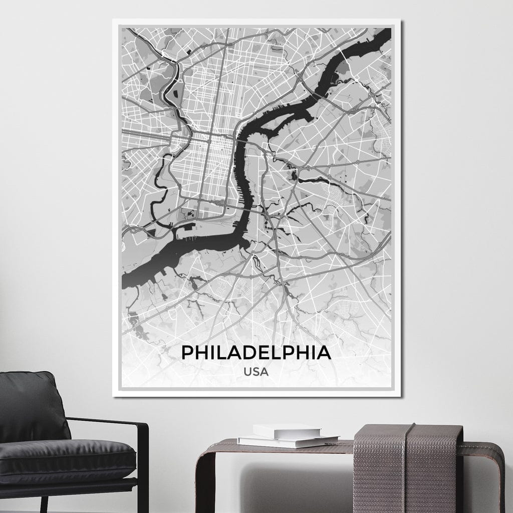 Map of Philadelphia, USA Canvas Wall Art