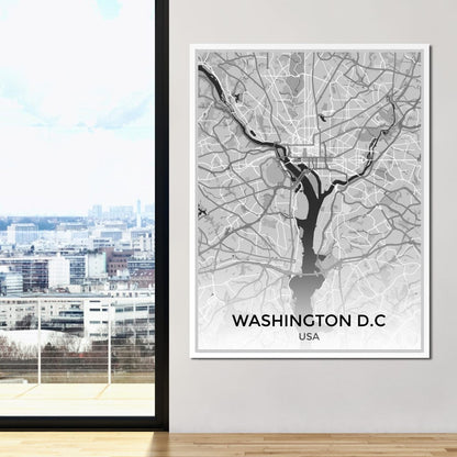 Map of Washington, USA Canvas Wall Art