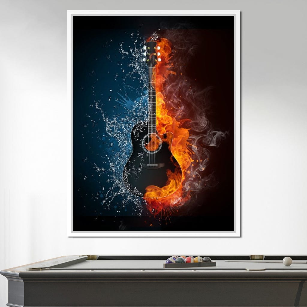 Fire & Water Guitar Canvas Wall Art