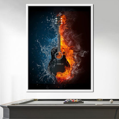 Fire & Water Guitar Canvas Wall Art